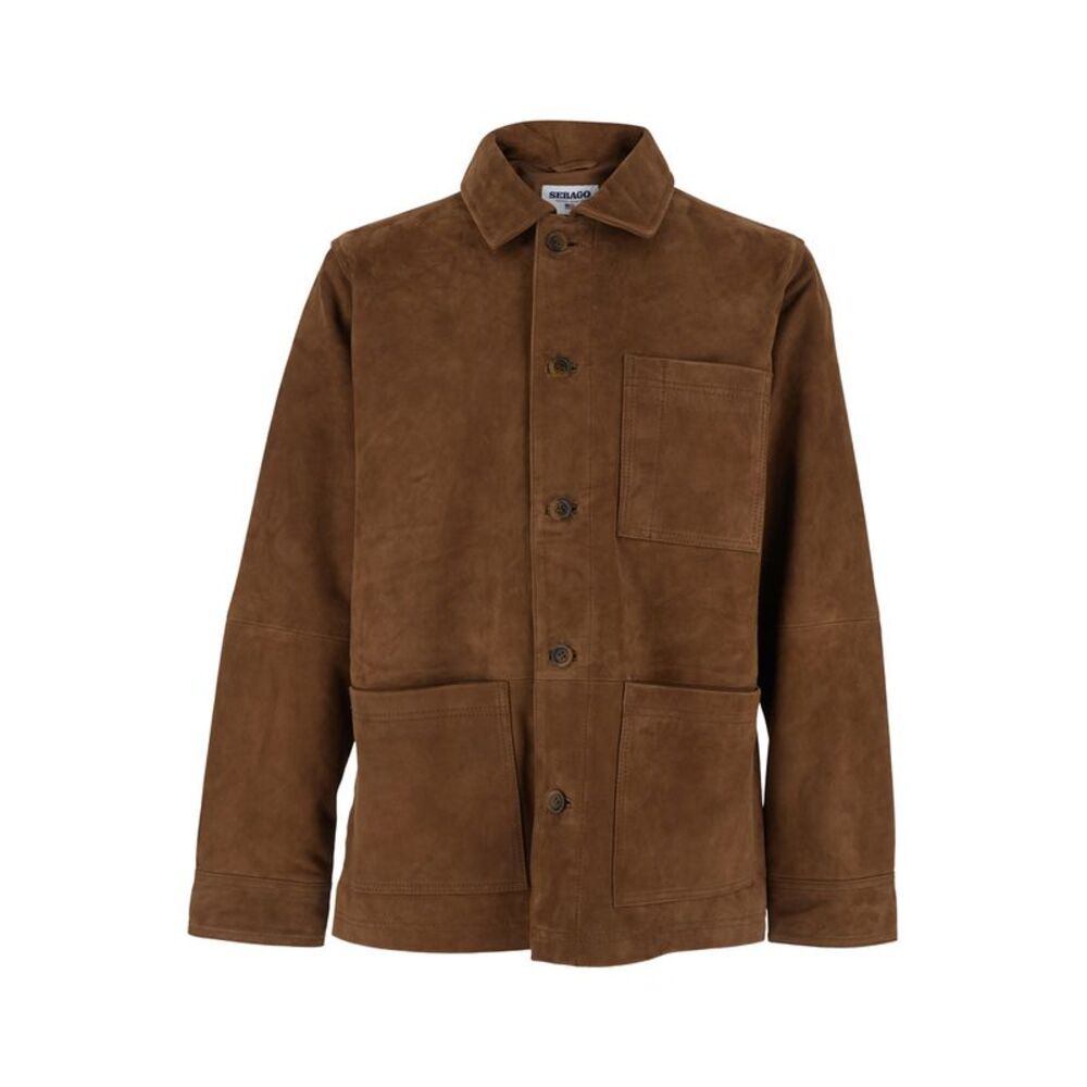 Sebago Men Jacket 'Camoscio' Brown With Front Leather Closure For Men